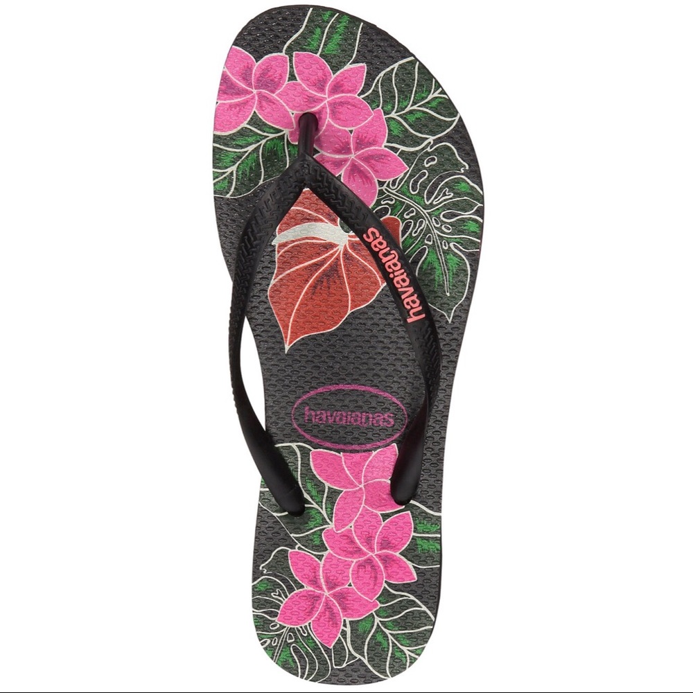 BNWT havaianas floral slim flip flop